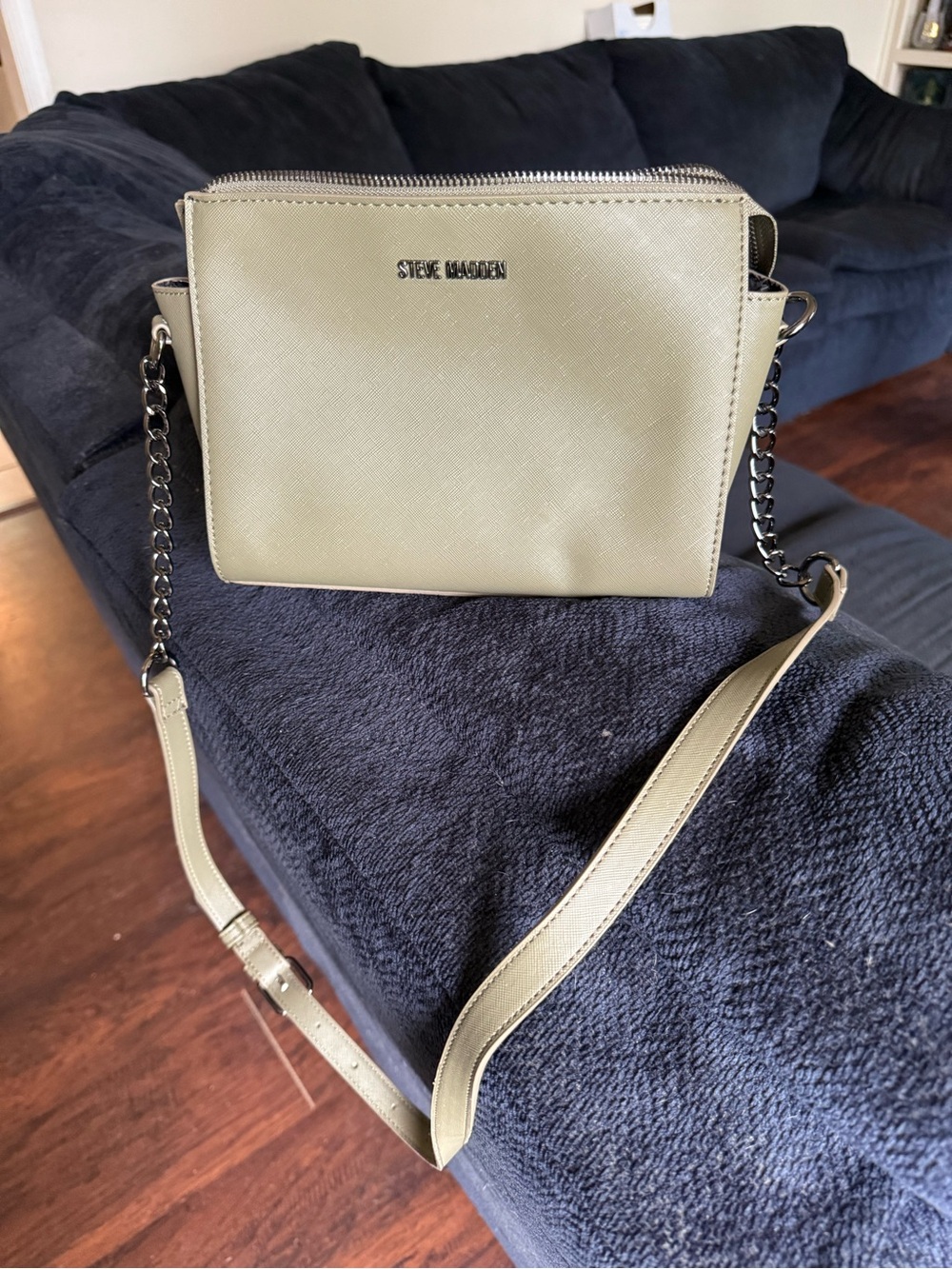Steve Madden Olive Green Saffiano Crossbody with Chain Strap